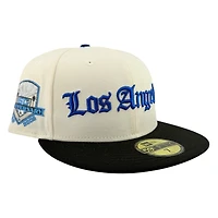 Los Angeles Dodgers Chrome and Black Old English 50th Anniversary Patch Grey UV New Era 59FIFTY Fitted Hat