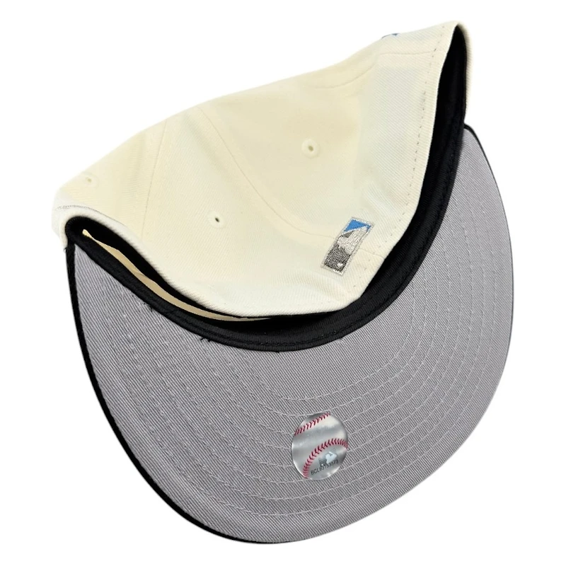 Los Angeles Dodgers Chrome and Black Old English 50th Anniversary Patch Grey UV New Era 59FIFTY Fitted Hat