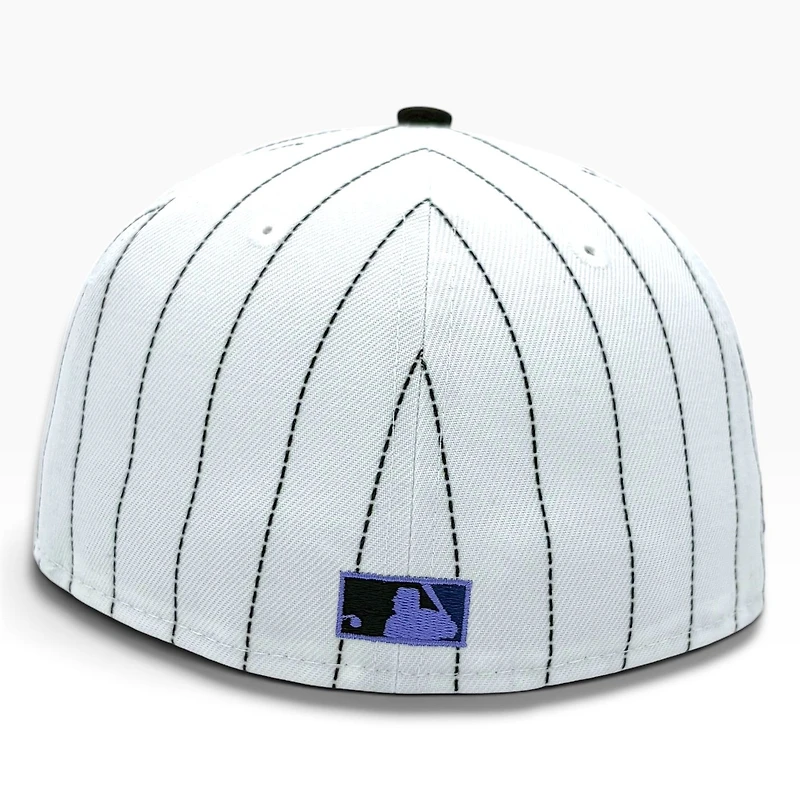 Chicago Cubs White Two Tone Pinstripe 1990 All Star Game Patch Lavender UV New Era 59FIFTY Fitted Hat