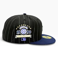 Chicago Cubs Black Two Tone Pinstripe 1990 All Star Game Patch Grey UV New Era 59FIFTY Fitted Hat