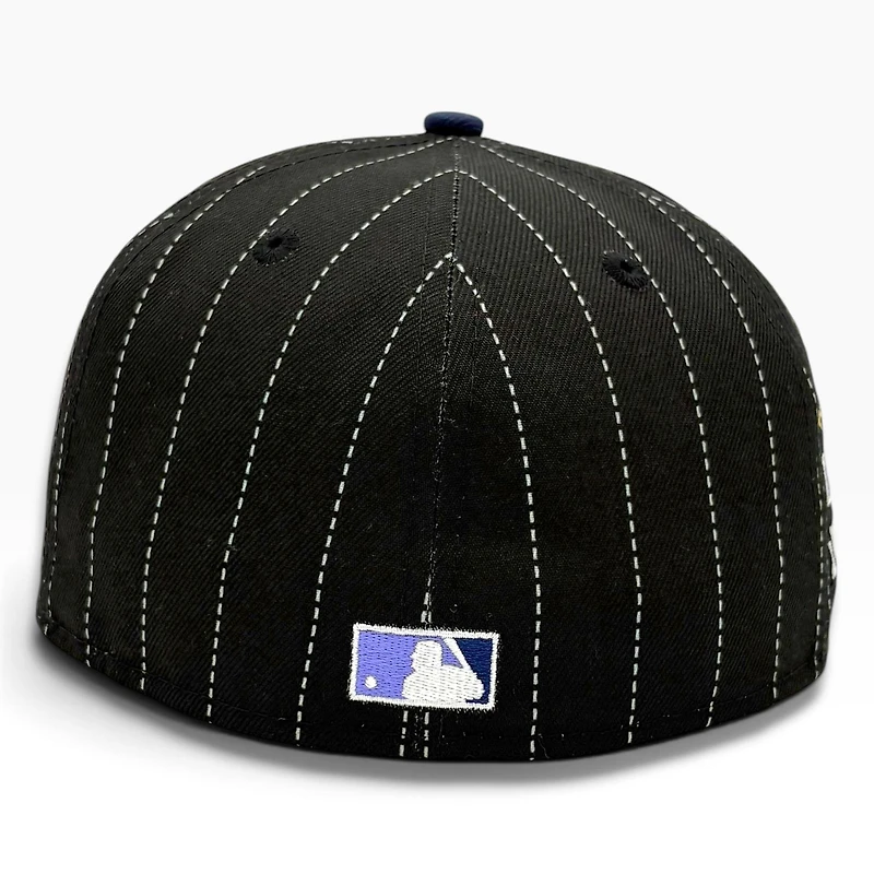 Chicago Cubs Black Two Tone Pinstripe 1990 All Star Game Patch Grey UV New Era 59FIFTY Fitted Hat
