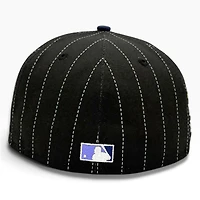 Chicago Cubs Black Two Tone Pinstripe 1990 All Star Game Patch Grey UV New Era 59FIFTY Fitted Hat