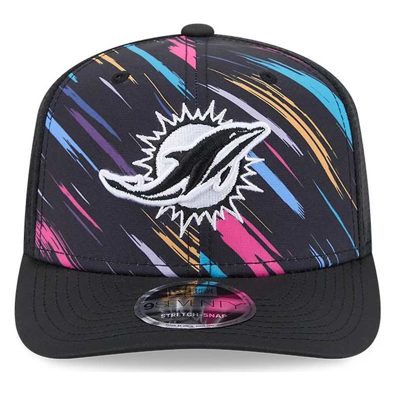 Miami Dolphins Black 2026 Crucial Catch New Era 9SEVENTY Trucker Hat