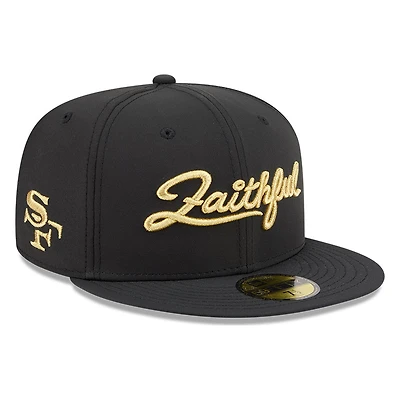 San Francisco 49ers Black Rivalries "Faithful" Script New Era 59FIFTY Hat