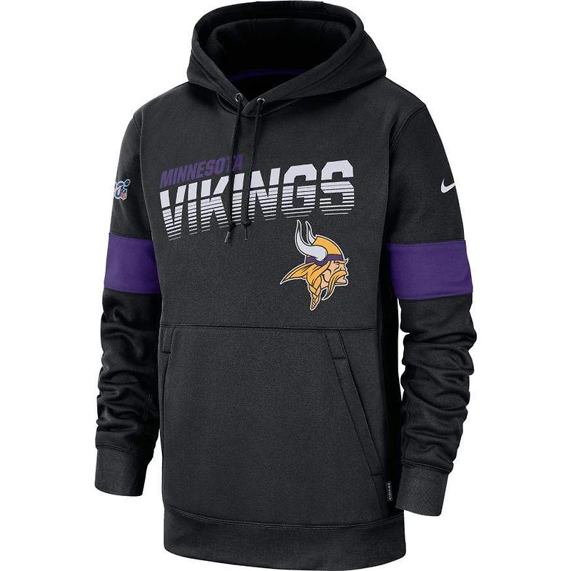 Minnesota Vikings Nike Black Therma Stripe Hooded Sweatshirt