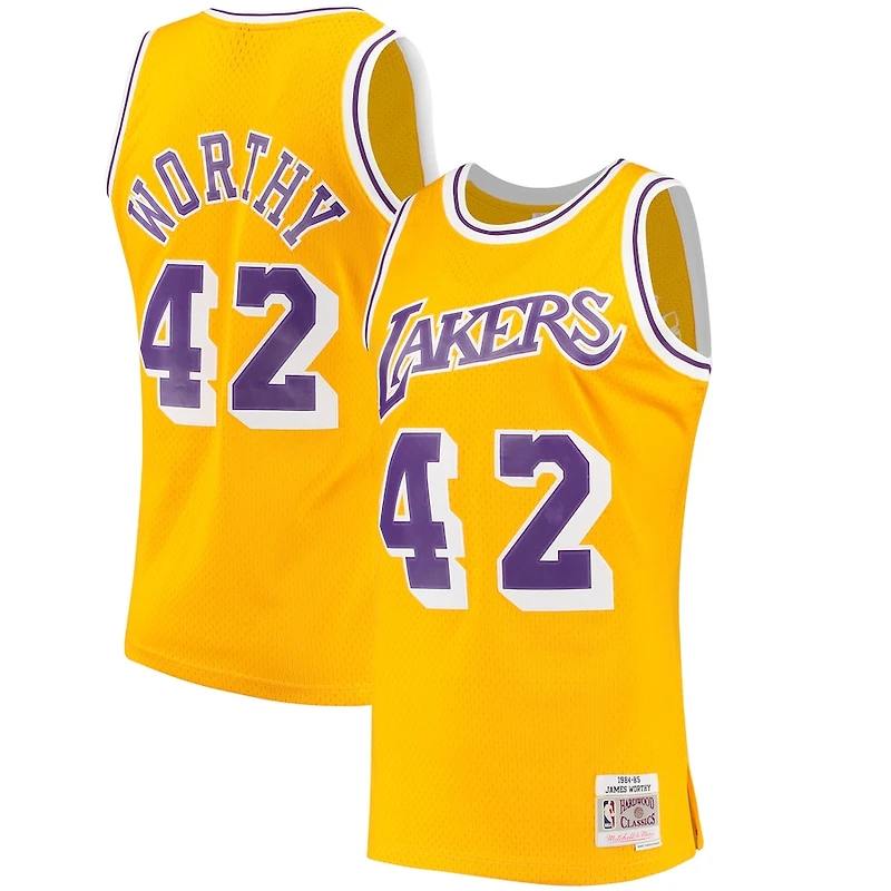 Los Angeles Lakers James Worthy Mitchell & Ness Gold Hardwood Classics Swingman Jersey