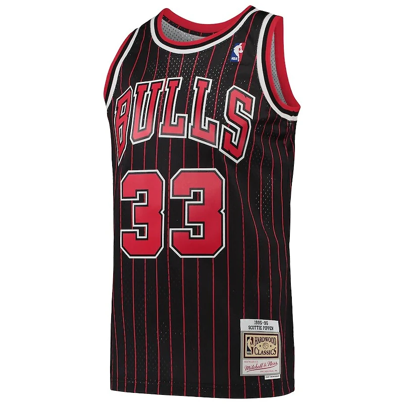 Youth Chicago Bulls Scottie Pippen Mitchell & Ness 1995-96 Hardwood Classics Swingman Black Pinstripe Jersey