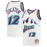 Utah Jazz John Stockton Mitchell & Ness White Hardwood Classics 1996-97 Swingman Jersey