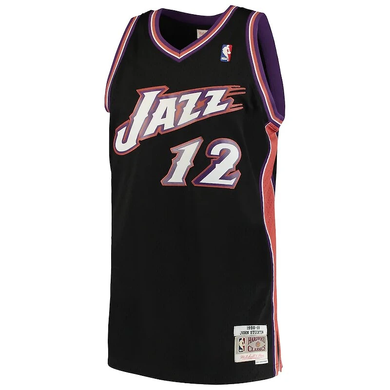 Utah Jazz John Stockton Mitchell & Ness Black Hardwood Classics 1998-99 Swingman Jersey