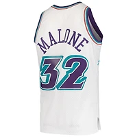 Utah Jazz Karl Malone Mitchell & Ness White Hardwood Classics 1996-97 Swingman Jersey