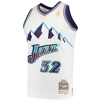 Utah Jazz Karl Malone Mitchell & Ness White Hardwood Classics 1996-97 Swingman Jersey