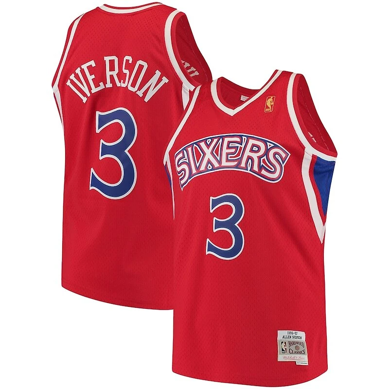 Philadelphia 76ers Allen Iverson Mitchell & Ness 1996-97 Hardwood Classics Swingman Player Red Jersey