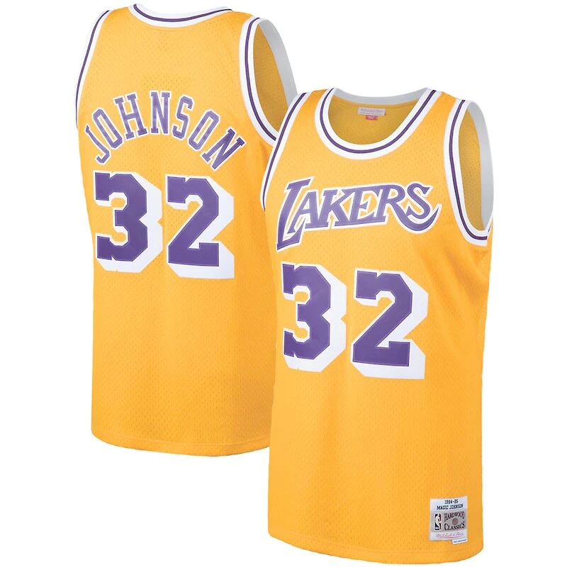 Los Angeles Lakers Magic Johnson Mitchell & Ness 1984-85 Hardwood Classics Swingman Player Gold Jersey