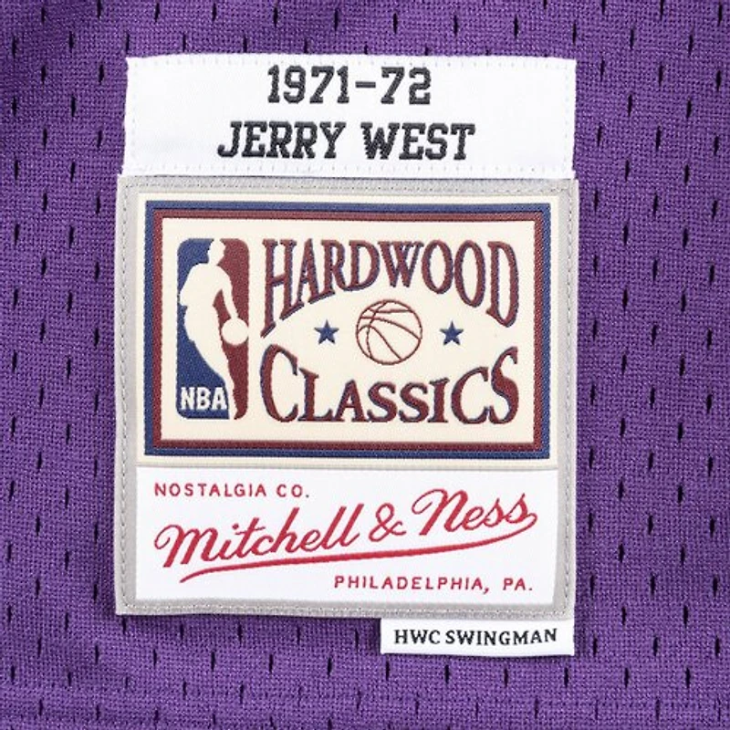Los Angeles Lakers Jerry West Mitchell & Ness 1971-72 Hardwood Classics Swingman Player Purple Jersey