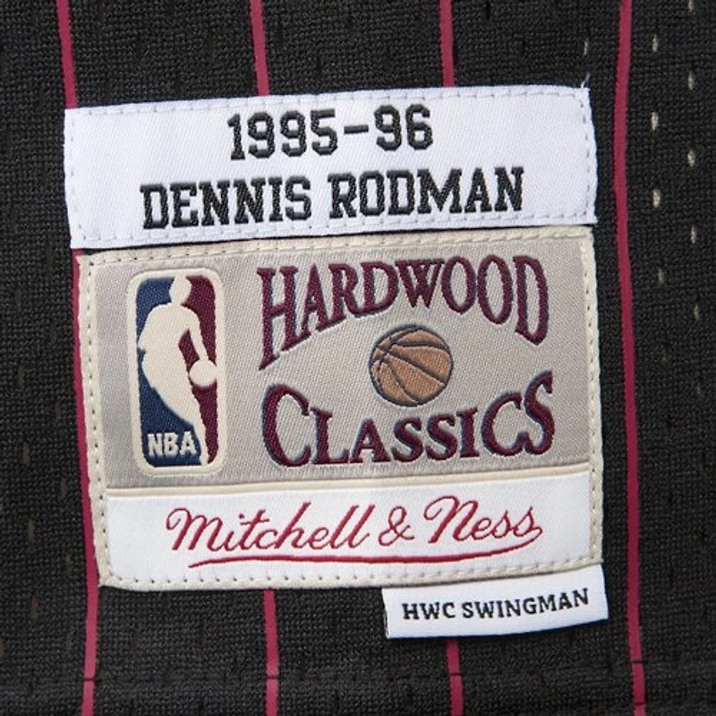 Chicago Bulls Dennis Rodman Mitchell & Ness 1995-96 Hardwood Classics Swingman Player Black Pinstripe Jersey