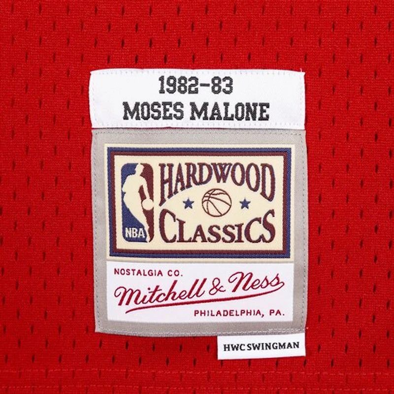 Philadelphia 76ers Moses Malone Mitchell & Ness 1982-83 Hardwood Classics Swingman Player Red Jersey