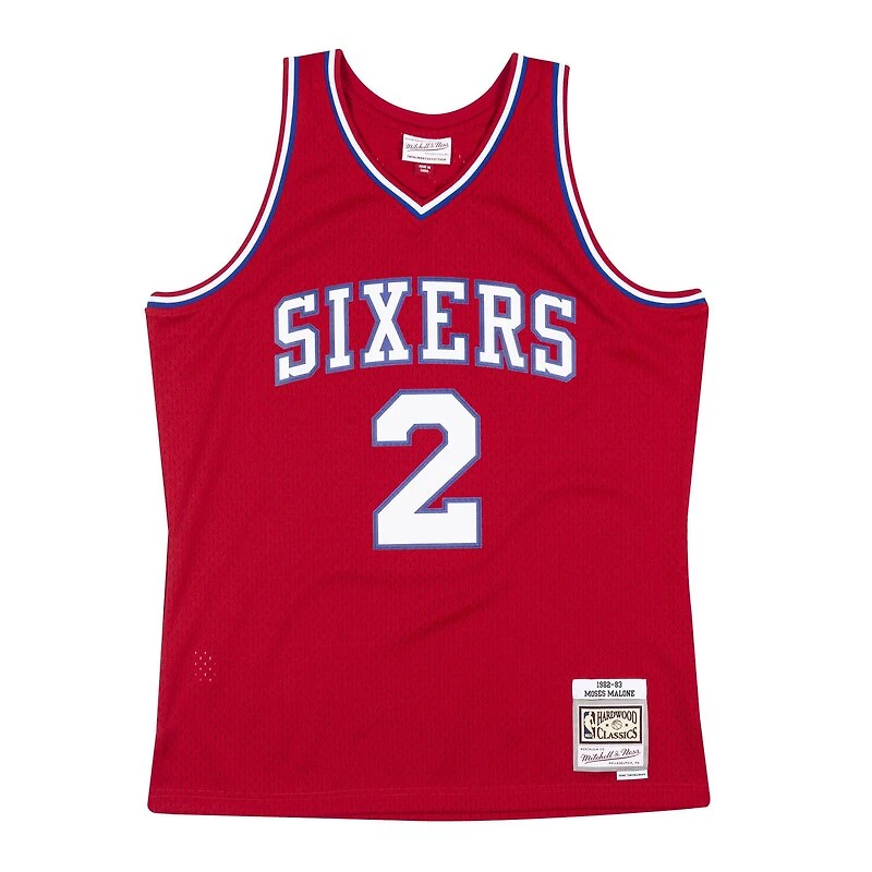 Philadelphia 76ers Moses Malone Mitchell & Ness 1982-83 Hardwood Classics Swingman Player Red Jersey