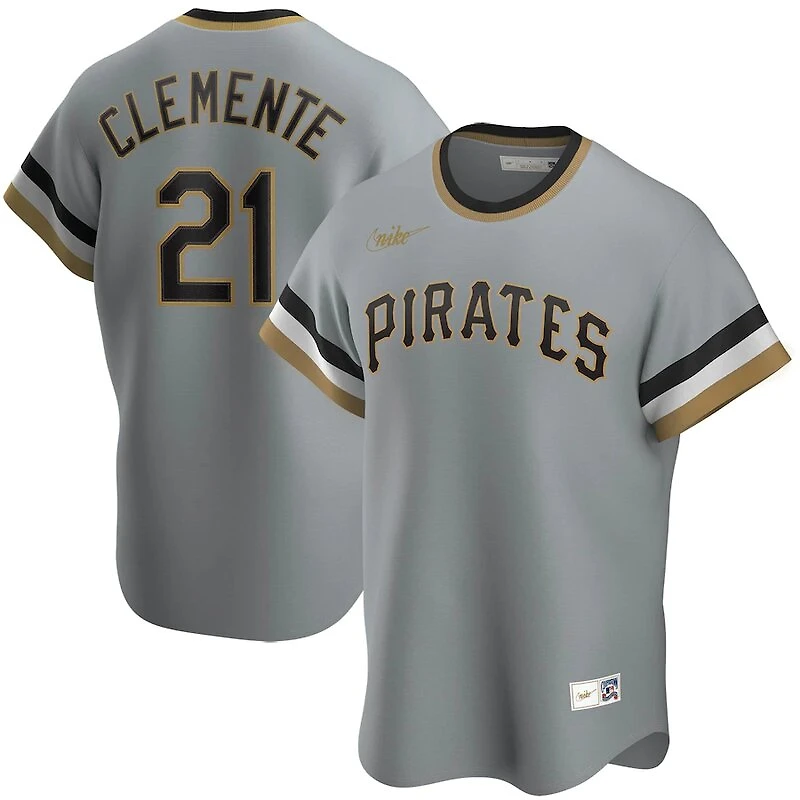 Pittsburgh Pirates Roberto Clemente Nike Gray Road Cooperstown Collection Player Jersey