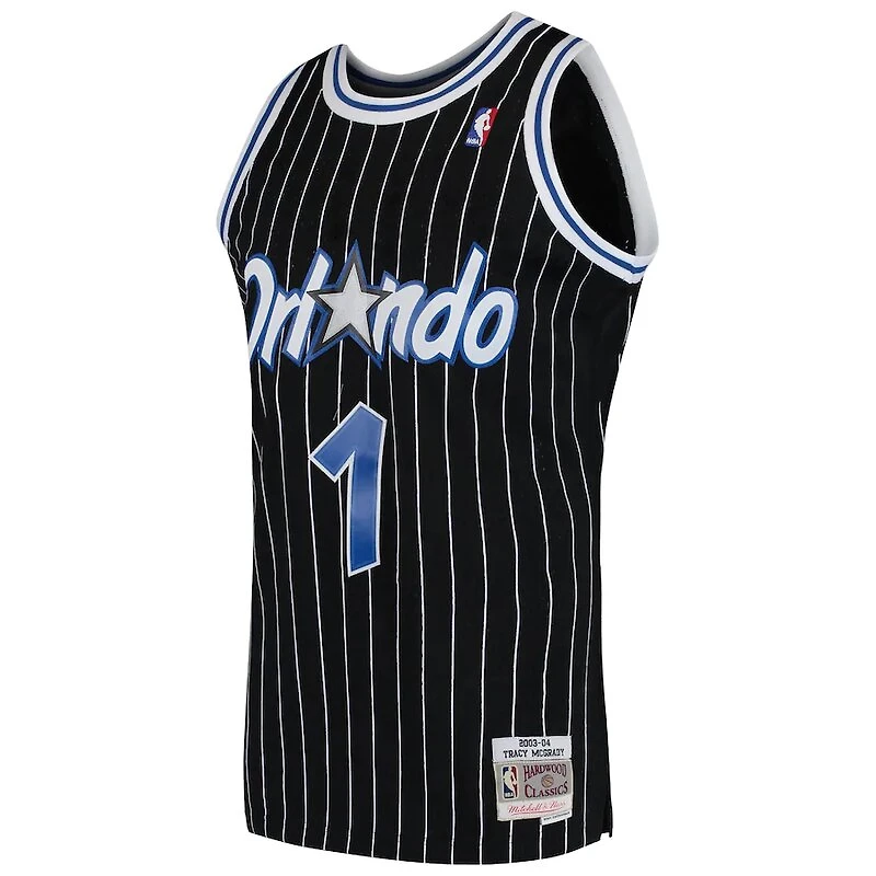 Orlando Magic Tracy McGrady Mitchell & Ness 2003-04 Hardwood Classics Swingman Player Black Pinstripe Jersey