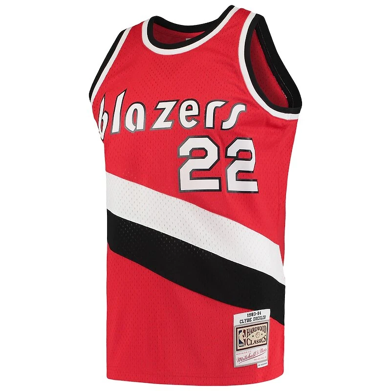 Portland Trailblazers Clyde Drexler Mitchell & Ness 1983-84 Hardwood Classics Swingman Player Red Jersey