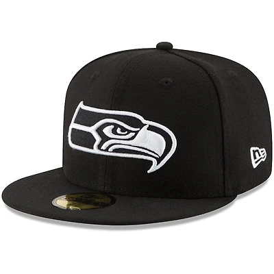 Seattle Seahawks black New Era 59fifty basic sized hat