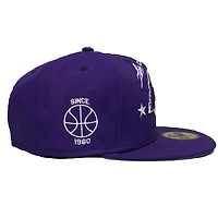 Los Angeles Lakers Starry Script Palm Tree Purple New Era 59FIFTY Fitted Hat