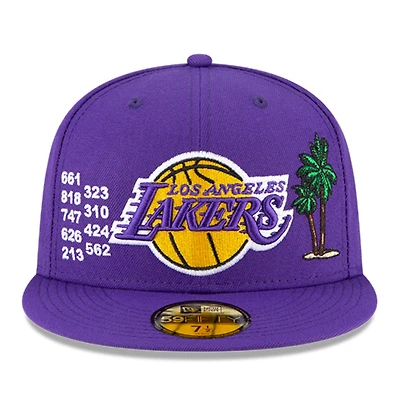 Los Angeles Lakers Local B6 Patches Purple 59FIFTY Fitted Hat