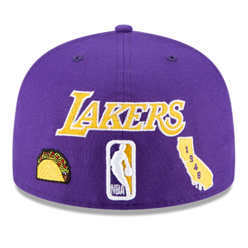 Los Angeles Lakers Local B6 Patches Purple 59FIFTY Fitted Hat