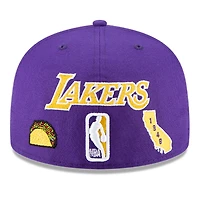 Los Angeles Lakers Local B6 Patches Purple 59FIFTY Fitted Hat