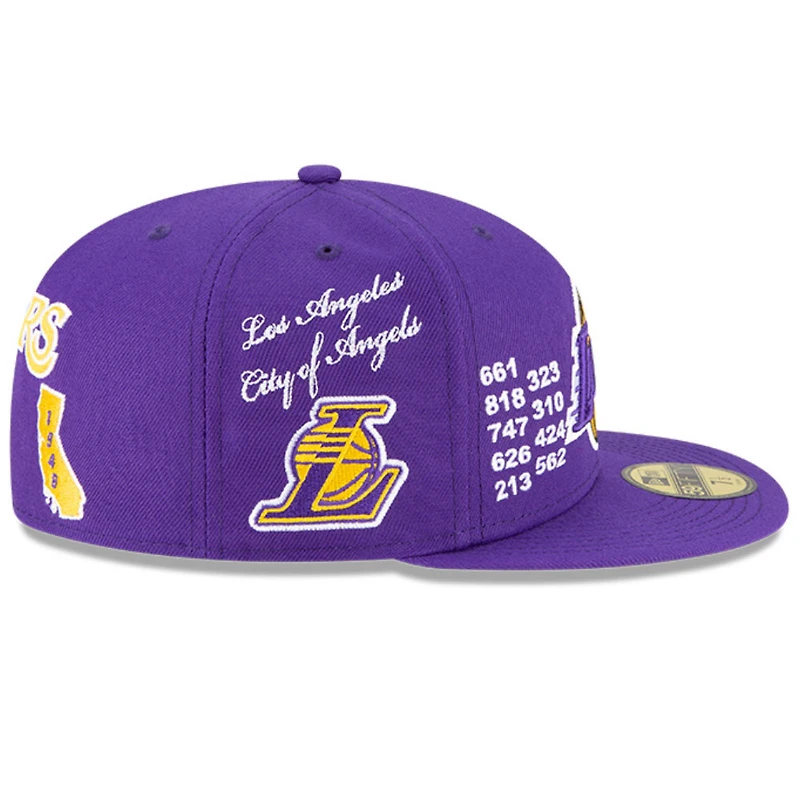 Los Angeles Lakers Local B6 Patches Purple 59FIFTY Fitted Hat
