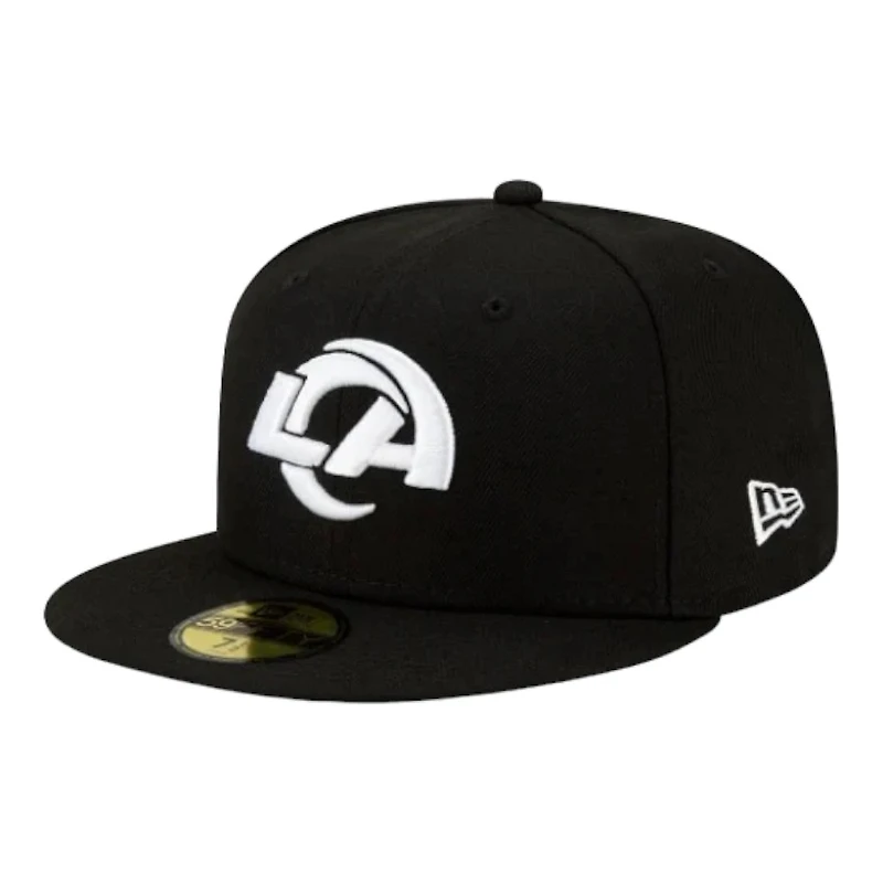 Los Angeles Rams Black White Basic New Era 59Fifty Fitted