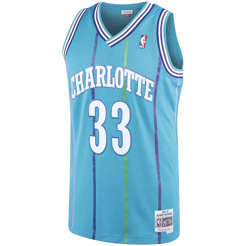 Charlotte Hornets Alonzo Mourning Mitchell & Ness 1992-93 Hardwood Classics Swingman Teal Jersey