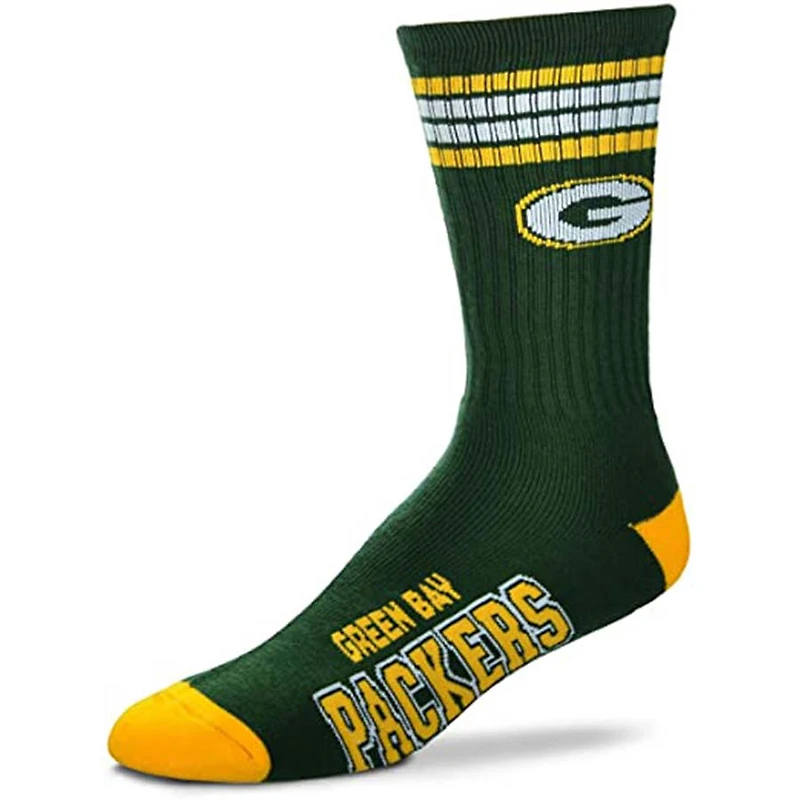 Green Bay Packers NFL 4 Stripe Deuce Crew Socks