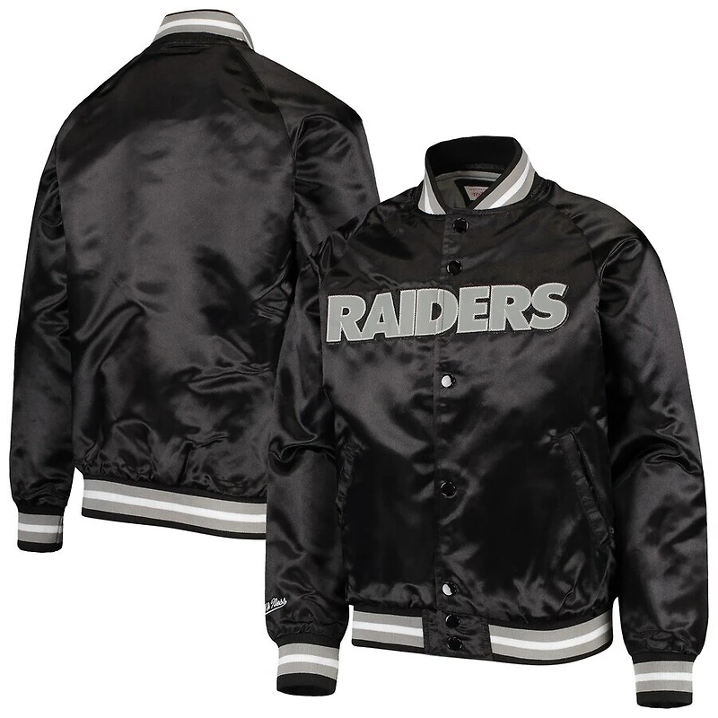 Las Vegas Raiders Mitchell & Ness Lightweight Black Satin Jacket