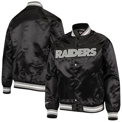 Las Vegas Raiders Mitchell & Ness Lightweight Black Satin Jacket