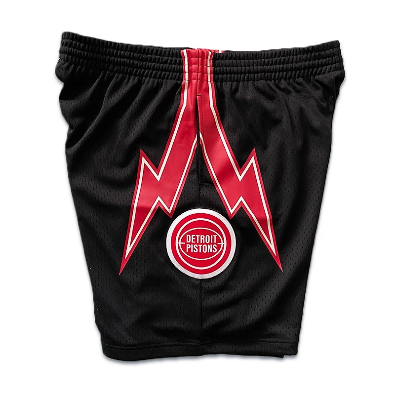 Detroit Pistons Mitchell & Ness Hardwood Classics Custom Black Swingman Shorts
