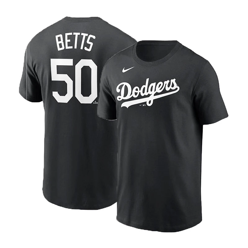 Los Angeles Dodgers Mookie Betts Name and Number Black Player T-Shirt