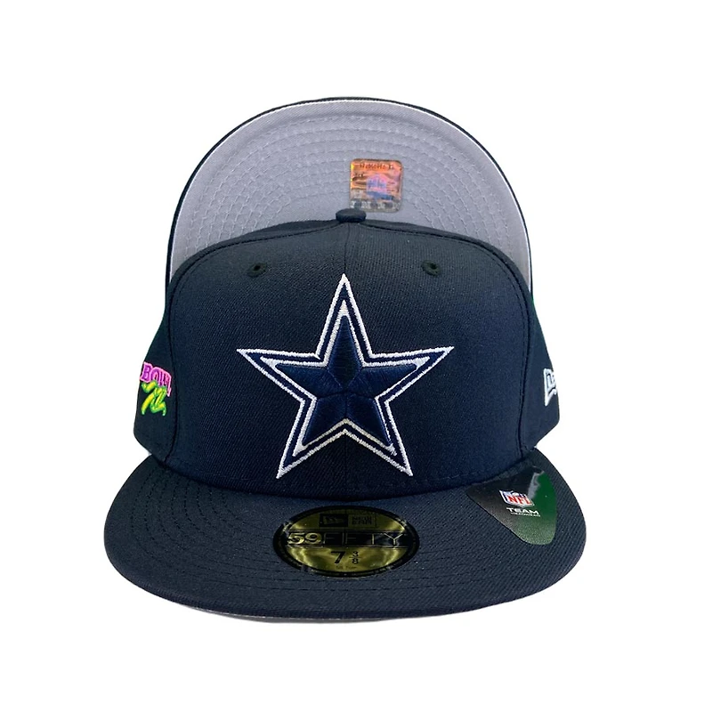 Dallas Cowboys Navy Superbowl 12 Side Patch Gray UV 59FIFTY Fitted Hat