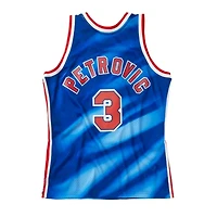 New Jersey Nets Drazen Petrovic Mitchell & Ness 1990-91 Hardwood Classics Blue Swingman