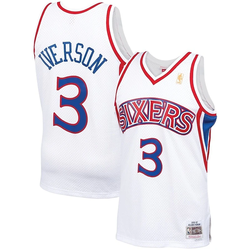 Philadelphia 76ers Allen Iverson Rookie Year Mitchell & Ness 1996-97 Hardwood Classics White Swingman Jersey
