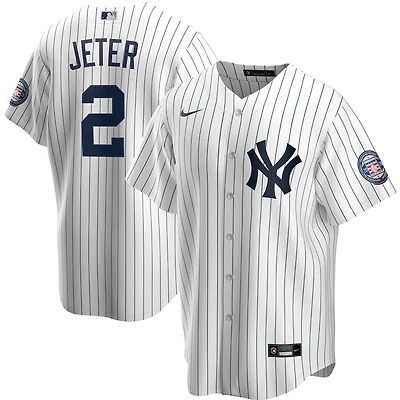 New York Yankees Derek Jeter Nike White Navy 2020 Hall of Fame Induction Home Player Name Jersey