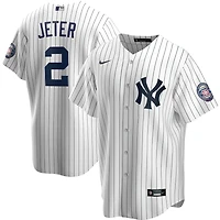 New York Yankees Derek Jeter Nike White Navy 2020 Hall of Fame Induction Home Player Name Jersey