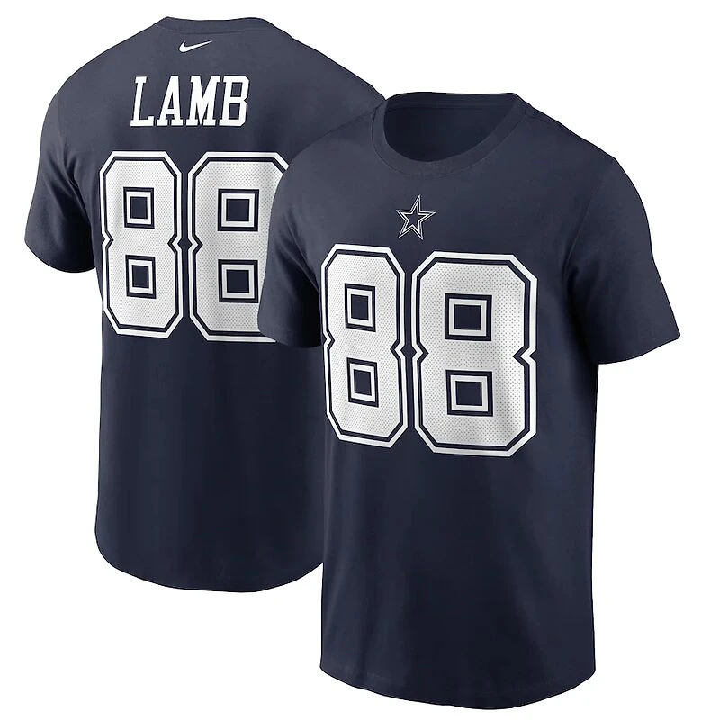Dallas Cowboys CeeDee Lamb Navy Name & Number T-shirt