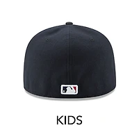 Kids Cleveland Indians New Era Road Chief Wahoo Old Logo On-Field 59FIFTY Fitted Hat