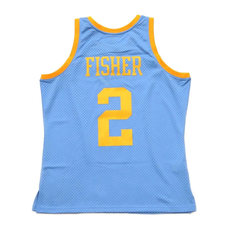 Los Angeles Lakers Alternate MPLS Derek Fisher Mitchell & Ness 2001-02 Hardwood Classics Light Blue Swingman Jersey