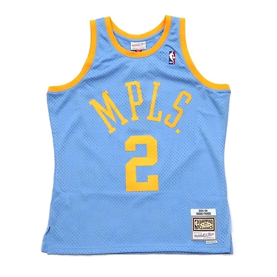 Los Angeles Lakers Alternate MPLS Derek Fisher Mitchell & Ness 2001-02 Hardwood Classics Light Blue Swingman Jersey