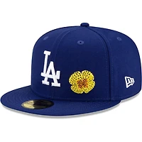 Los Angeles Dodgers Royal Blue Crystal Rhinestone Flower and Star Patches Gray UV 59FIFTY Fitted Hat