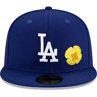 Los Angeles Dodgers Royal Blue Crystal Rhinestone Flower and Star Patches Gray UV 59FIFTY Fitted Hat
