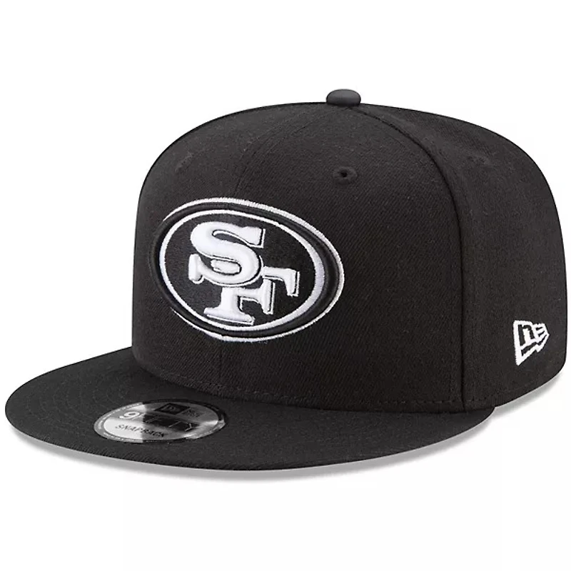 San Francisco 49ers White on Black New Era 9FIFTY Adjustable Snapback Hat
