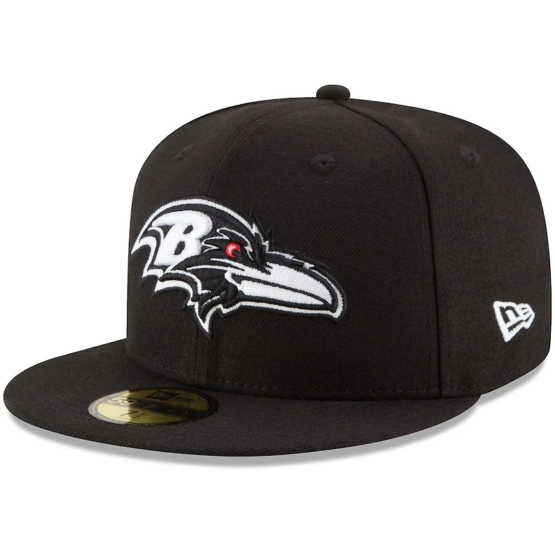 Baltimore Ravens White on Black Basic New Era 59FIFTY Fitted Hat